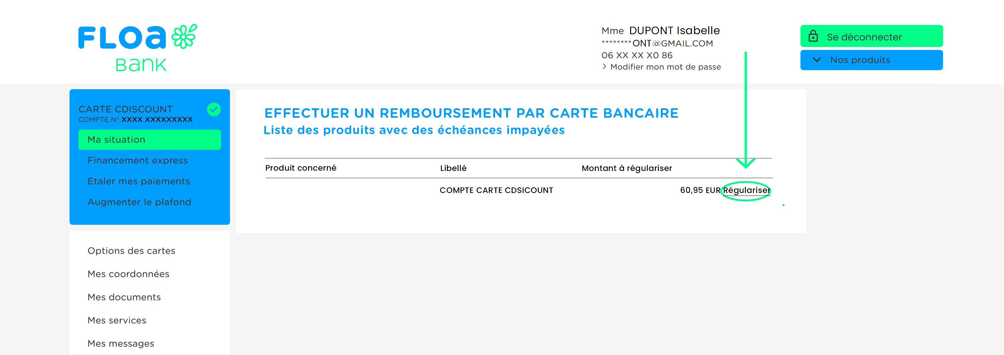 Régularisez un impayé en ligne sur votre espace personnel FLOA Bank